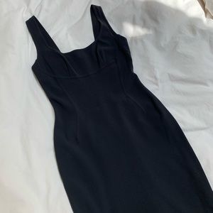 Charles Chang Lima Fitted Black Midi Dress